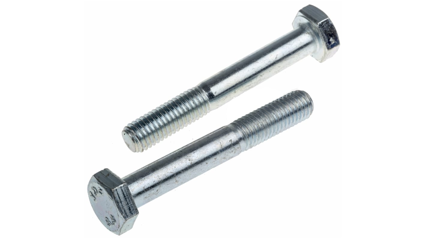 Clear Passivated, Zinc Steel, Hex Bolt, M10 x 70mm