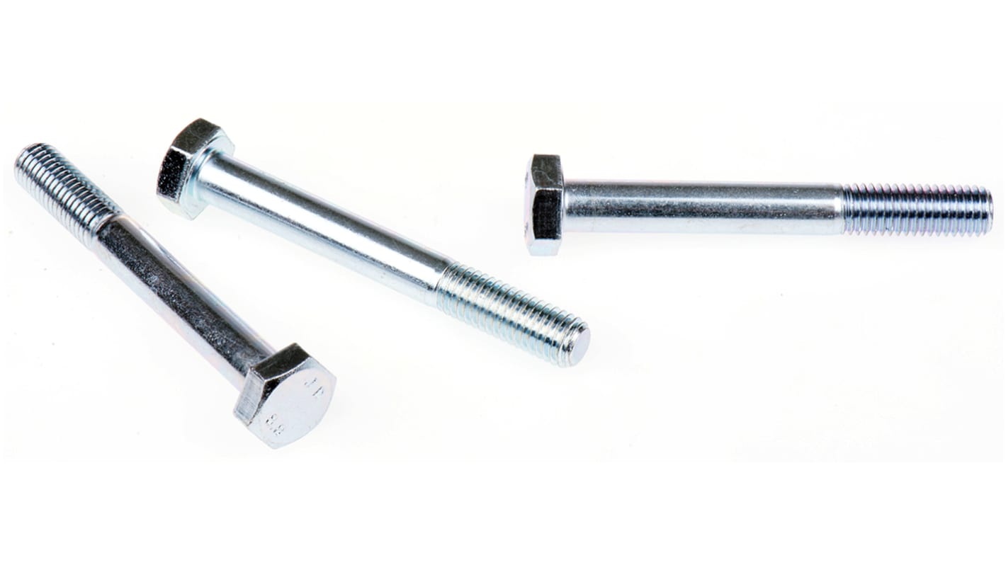 Clear Passivated, Zinc Steel, Hex Bolt, M10 x 80mm