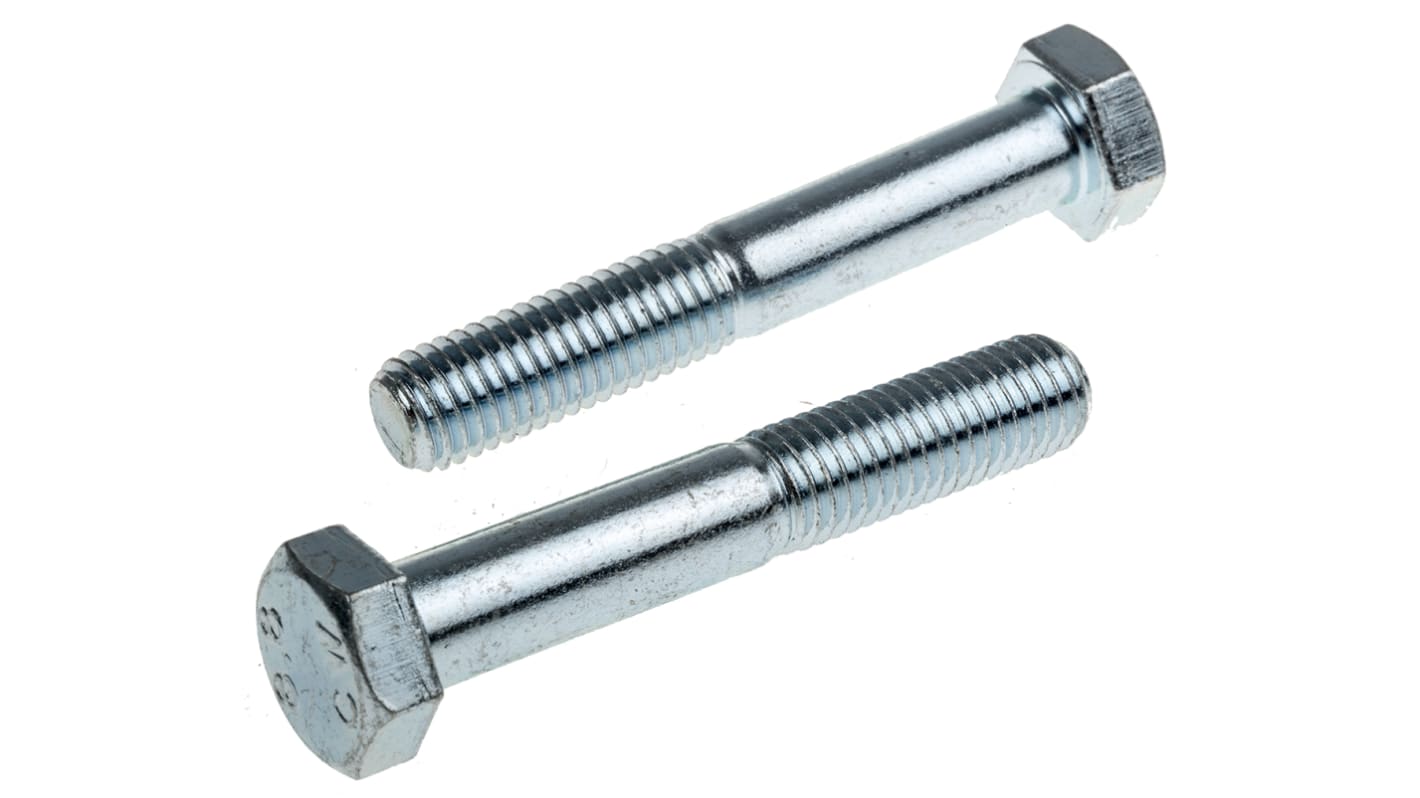 Clear Passivated, Zinc Steel, Hex Bolt, M12 x 75mm