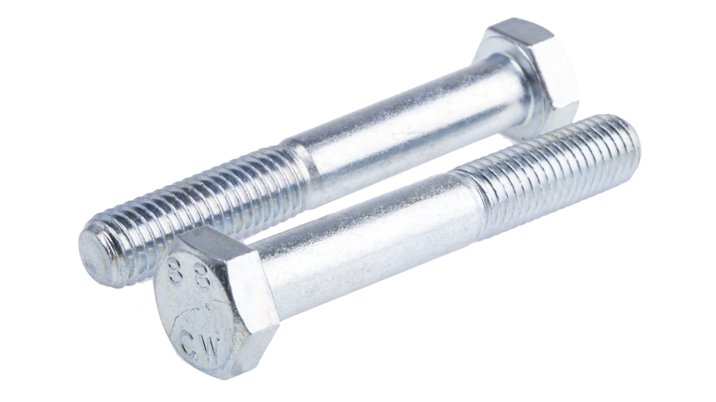 Clear Passivated, Zinc Steel, Hex Bolt, M12 x 80mm