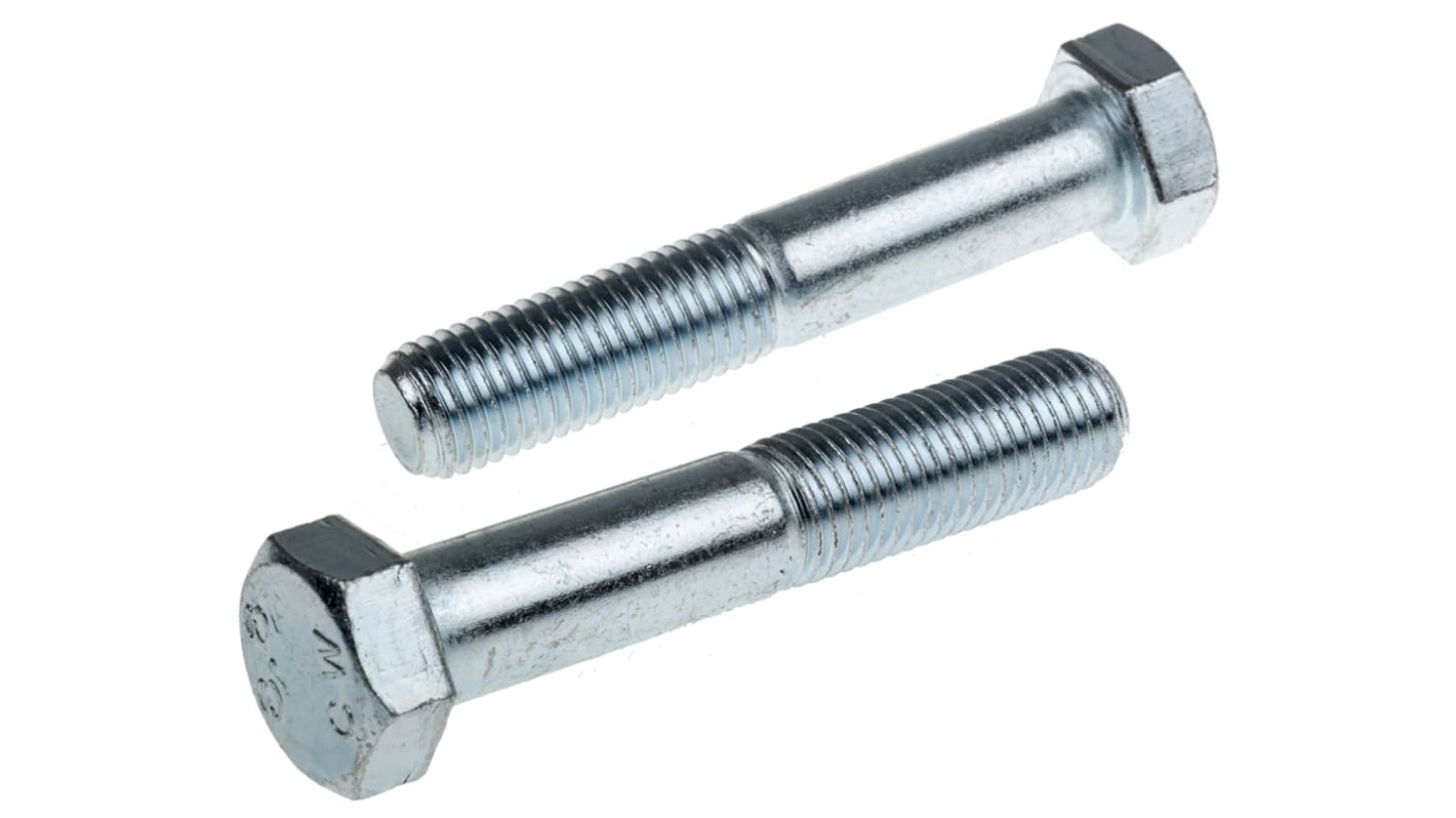 Clear Passivated, Zinc Steel, Hex Bolt, M12 x 90mm