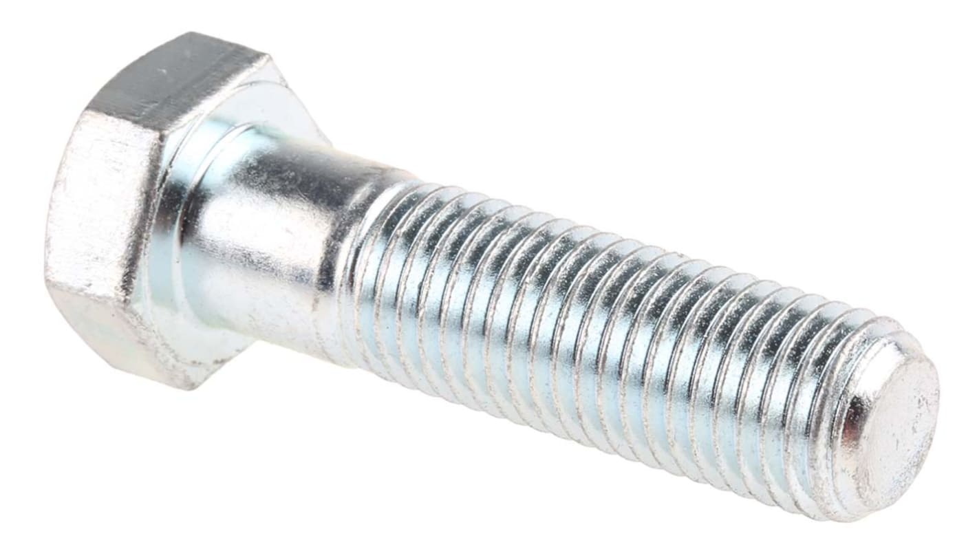 RS PRO Bright Zinc Plated Steel Hex, Hex Bolt, M16 x 60mm