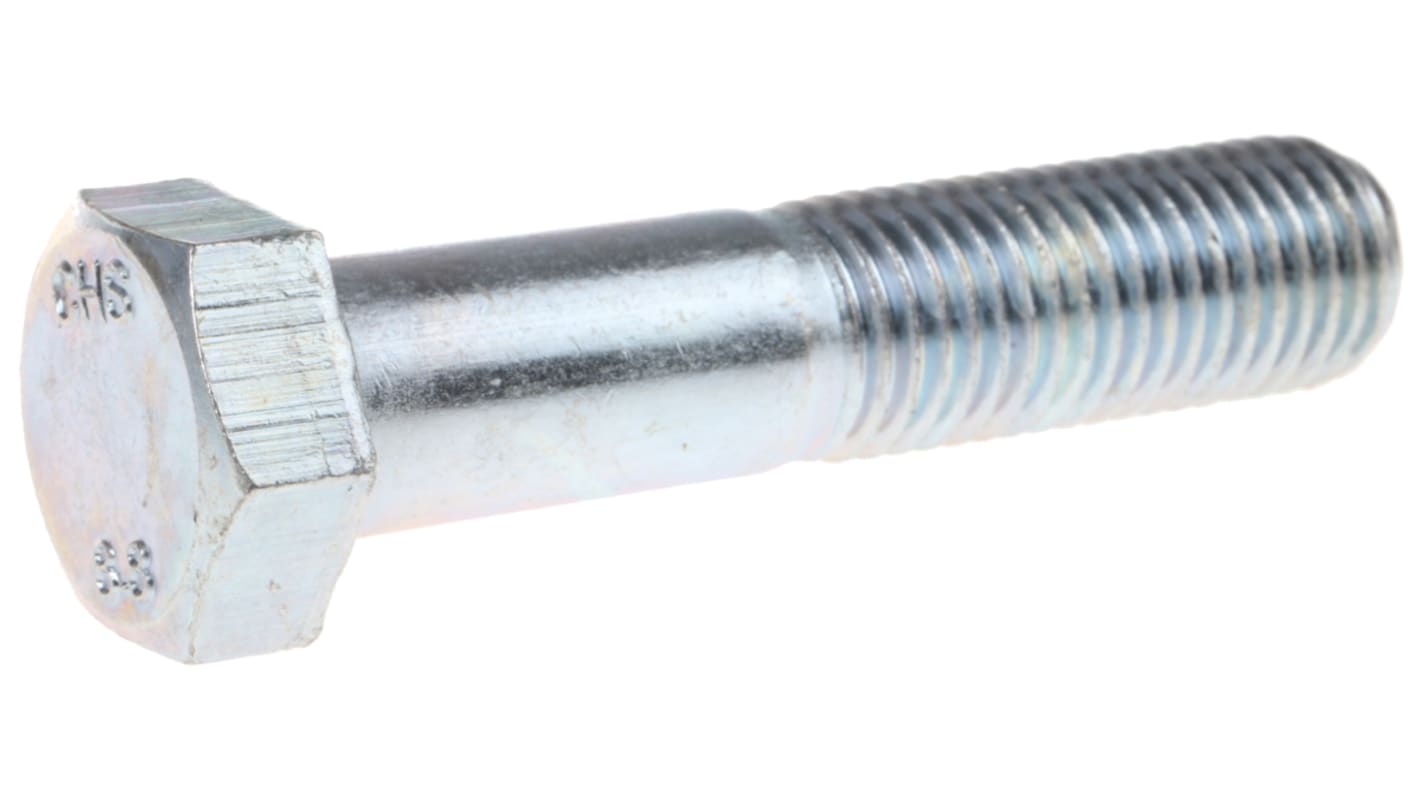 Clear Passivated, Zinc Steel, Hex Bolt, M16 x 75mm