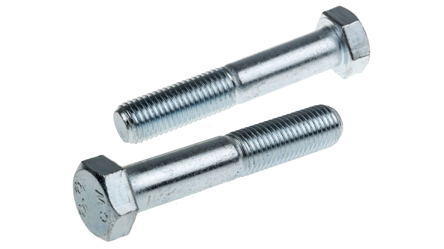 Clear Passivated, Zinc Steel, Hex Bolt, M16 x 90mm