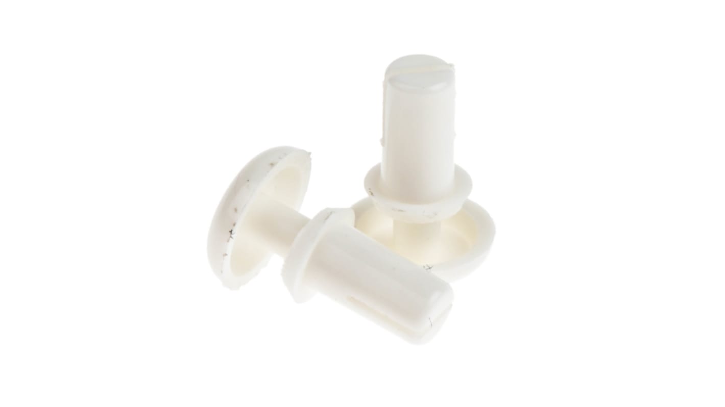 Remache a presión Essentra de nylon, Ø 3mm x 6.1mm, para espesor de 2mm → 3mm, color Blanco