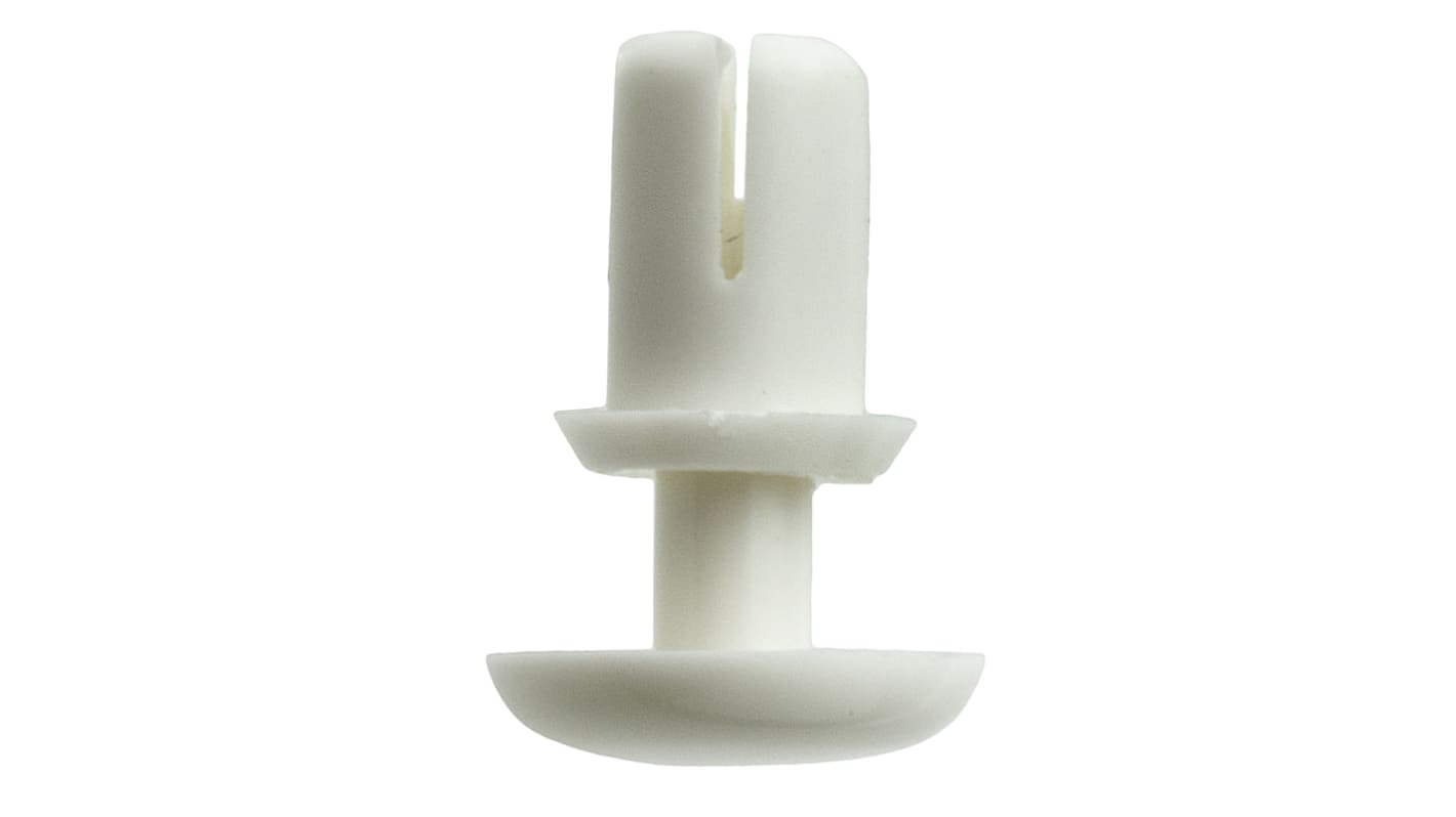 Remache a presión Essentra de nylon, Ø 4mm x 7.1mm, para espesor de 3.5mm → 4.5mm, color Blanco