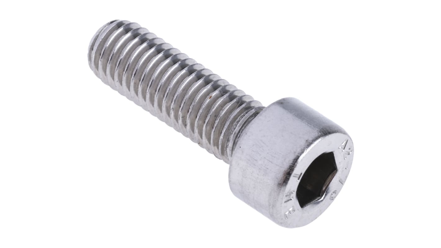 RS PRO M8 x 25mm Hex Socket Cap Screw Plain Stainless Steel