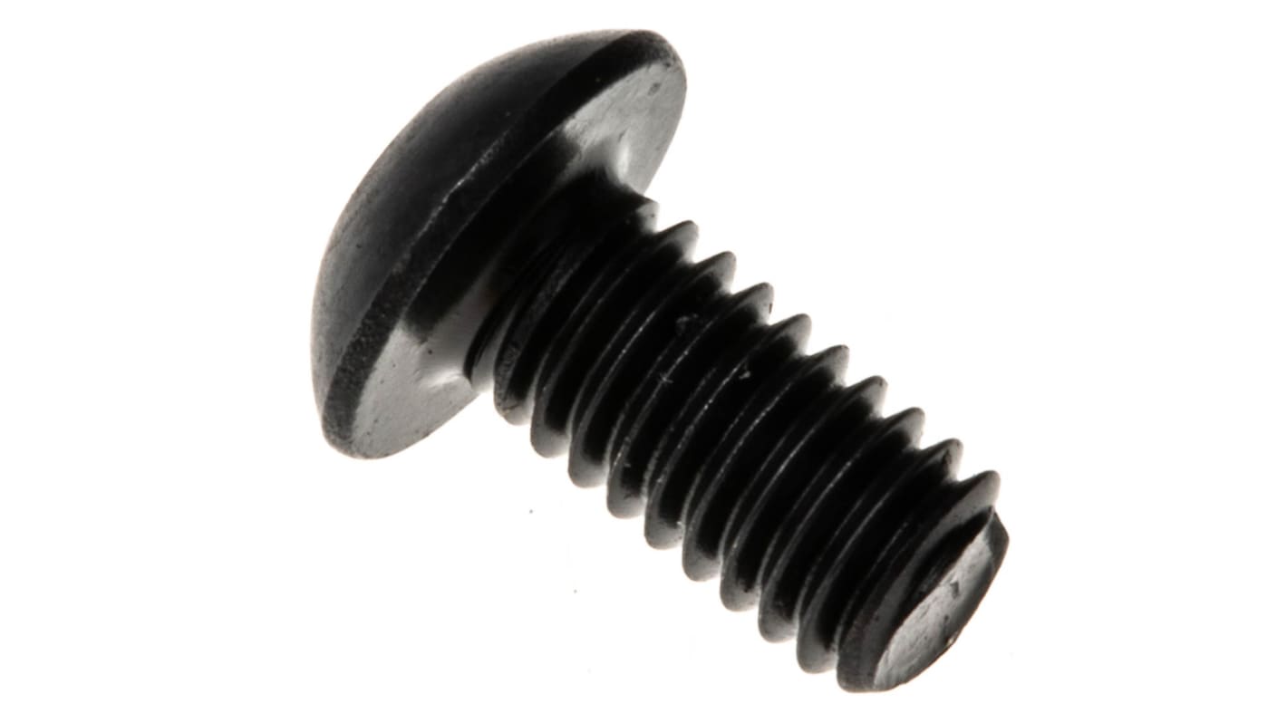 RS PRO Black, Self-Colour Steel Hex Socket Button Screw, ISO 7380, M4 x 8mm