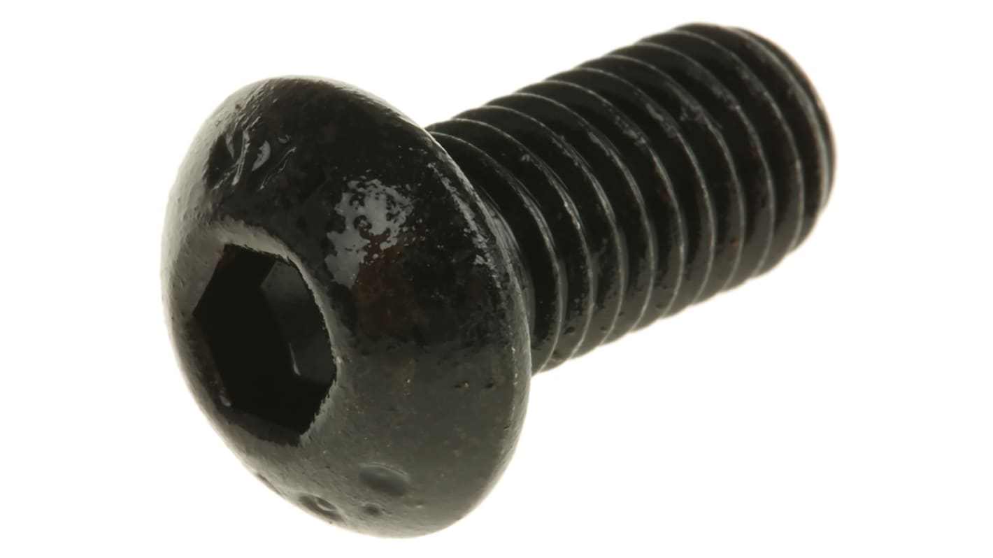 RS PRO Black, Self-Colour Steel Hex Socket Button Screw, ISO 7380, M8 x 16mm