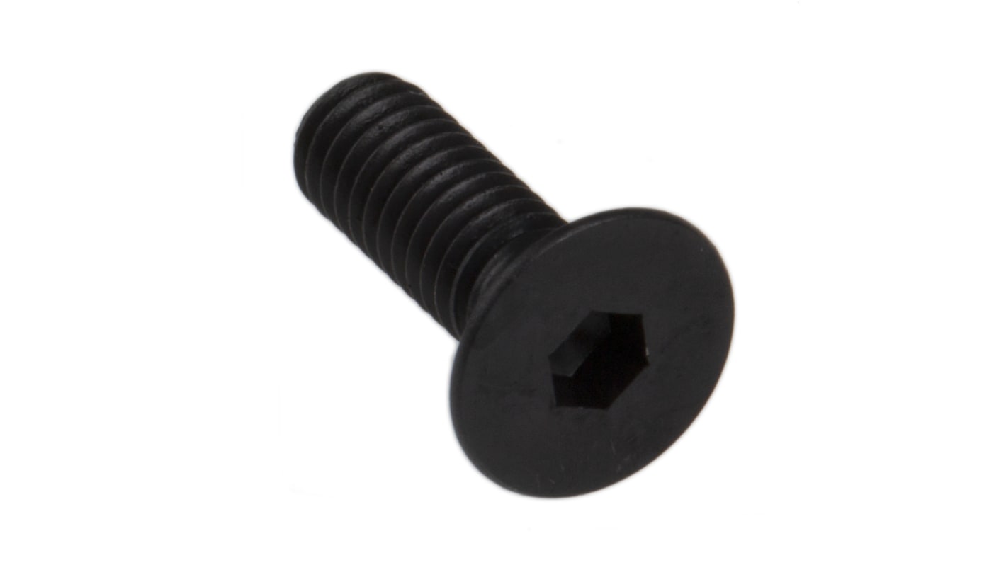 RS PRO M4 x 12mm Hex Socket Countersunk Screw Black, Self-Colour Steel