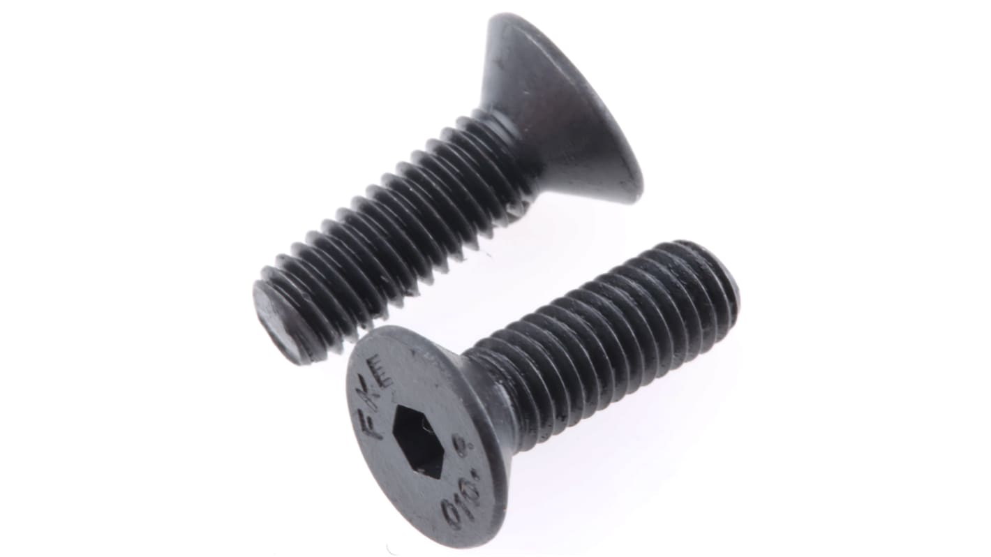 RS PRO M5 x 16mm Hex Socket Countersunk Screw Black, Self-Colour Steel