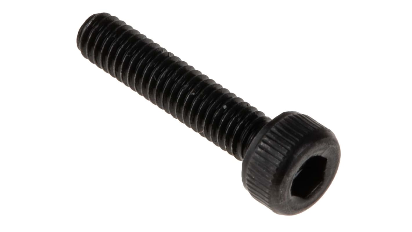 RS PRO M2.5 x 12mm Hex Socket Cap Screw Black, Self-Colour Steel