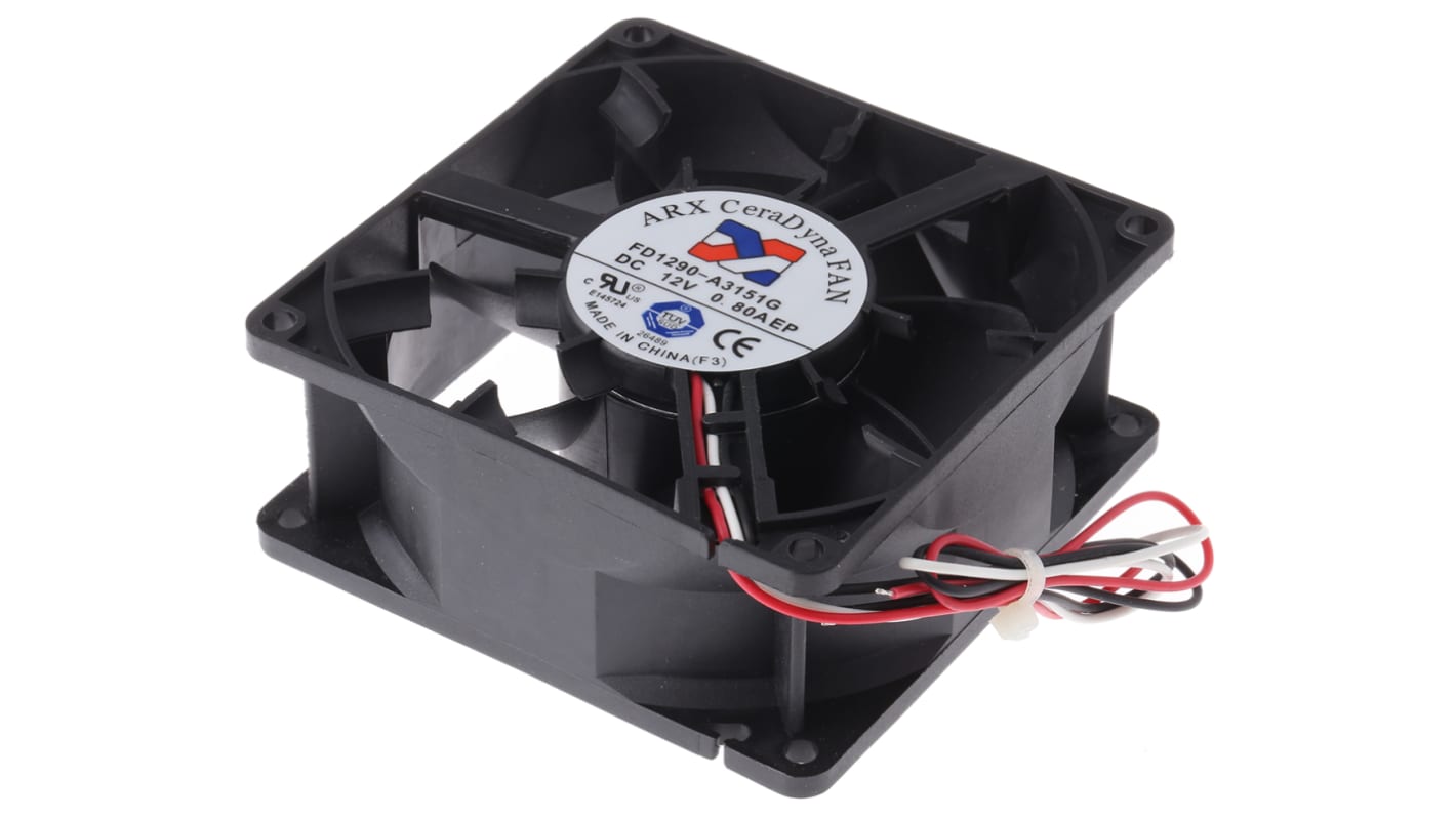 ARX axiális ventilátor, 12 V DC, 92 x 92 x 38mm, 195m³/h, 4800rpm