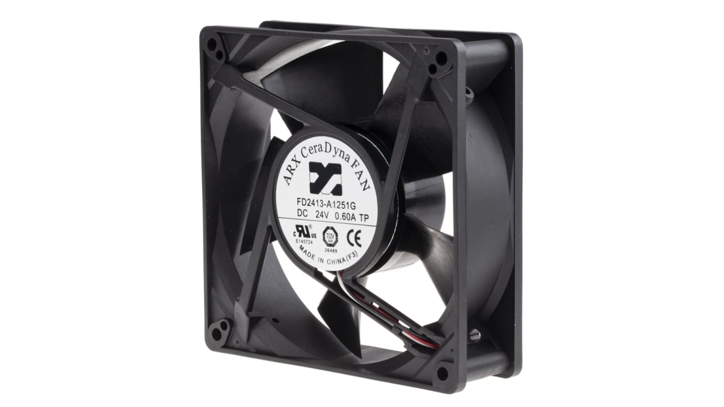 Axiální ventilátor, řada: CeraDyna DC, 127 x 127 x 38mm, průtok vzduchu: 333m³/h 20.4W 24 V DC