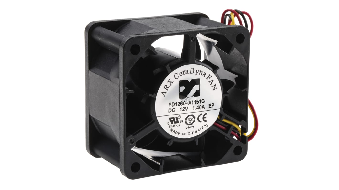 ARX 軸流ファン 電源電圧：12 V dc, DC, 60 x 60 x 38mm, FD1260-A1151G2AL