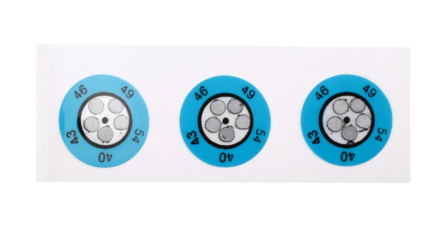 Etiquetas termosensibles no reversibles RS PRO de 40°C → 54°C con 5 niveles, Ø 14mm