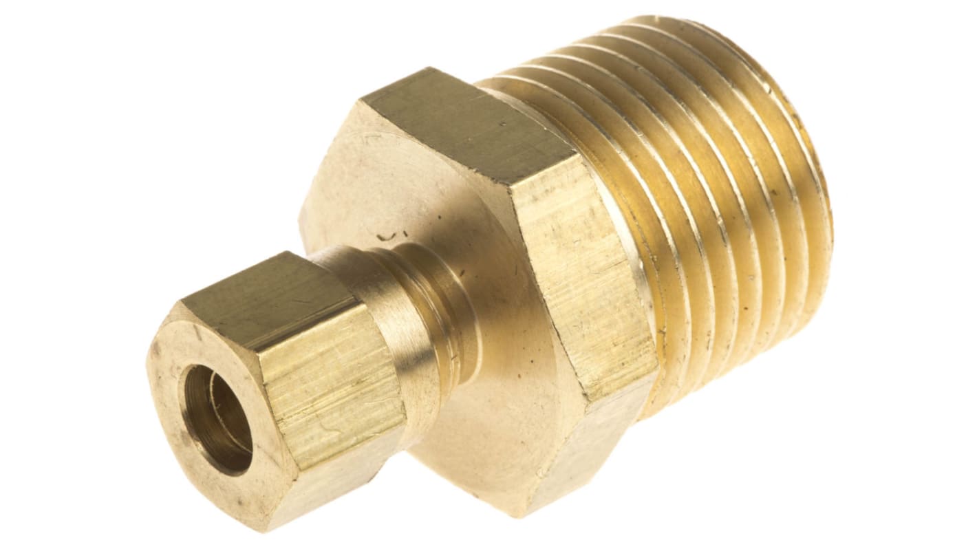 RS PRO, 1/2 BSPT Thermocouple Compression Fitting for Use with Thermocouple, 6mm Probe, RoHS Compliant Standard