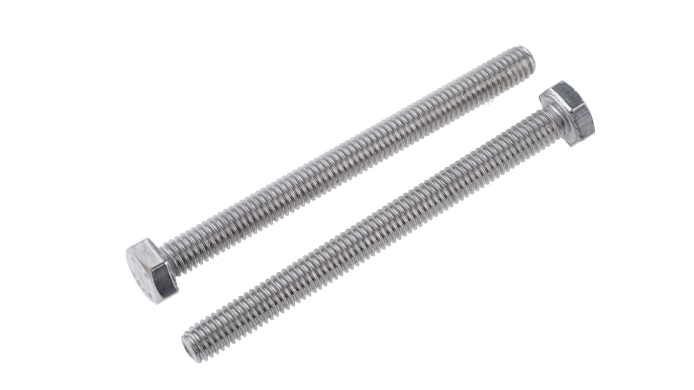 Plain Stainless Steel Hex, Hex Bolt, M6 x 70mm