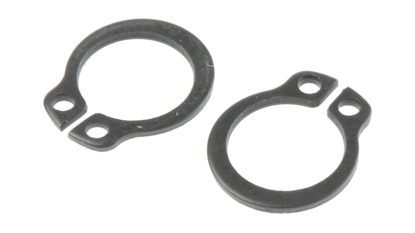 Anello elastico Esterno RS PRO, in Acciaio, per Ø albero 10mm, Ø scanalatura 9.6mm, Ø esterno anello 17mm, spessore 1mm