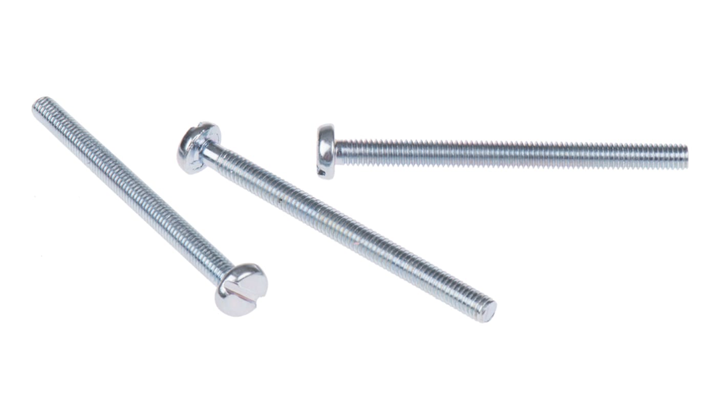 RS PRO Slot Pan Steel Machine Screws DIN 85, M4x50mm