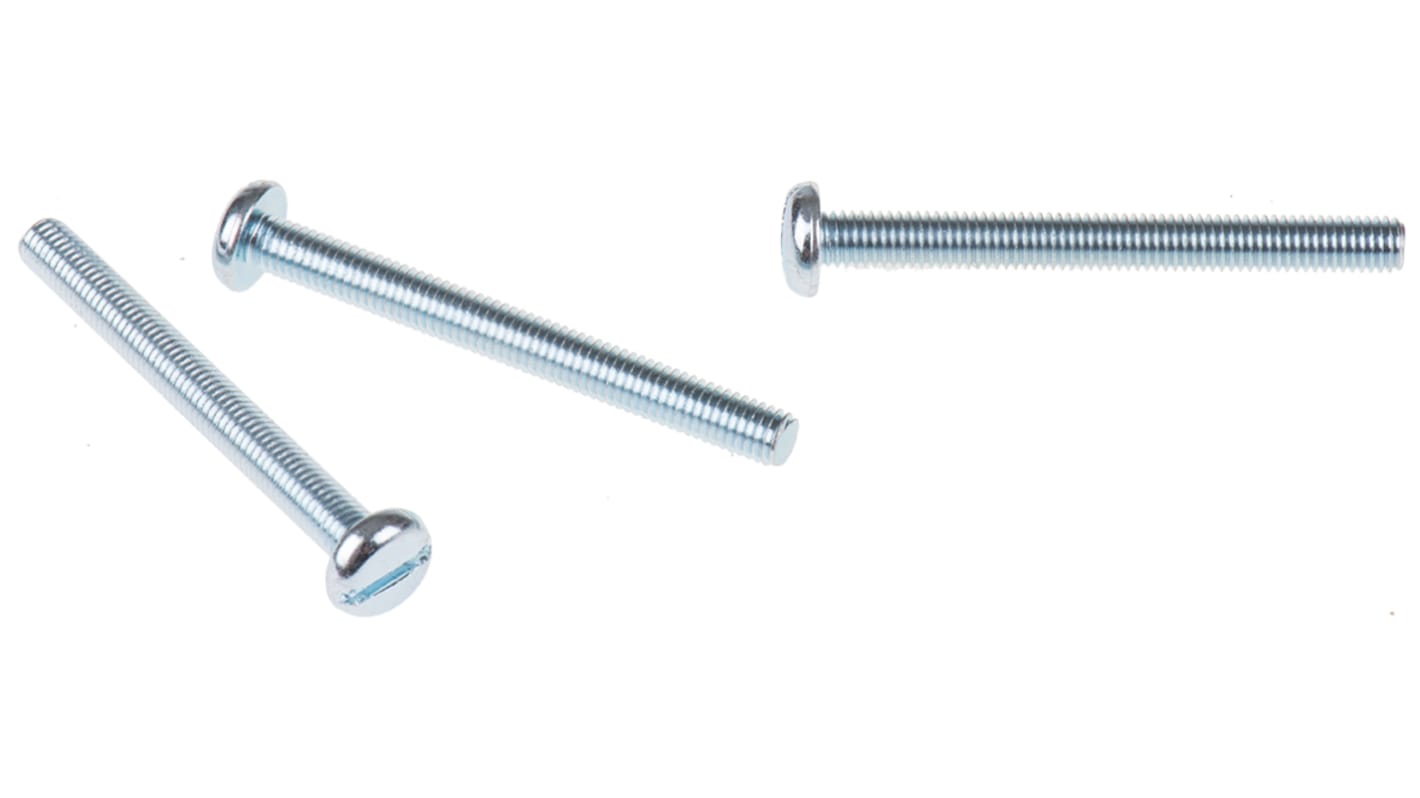 RS PRO Slot Pan Steel Machine Screws DIN 85, M5x50mm