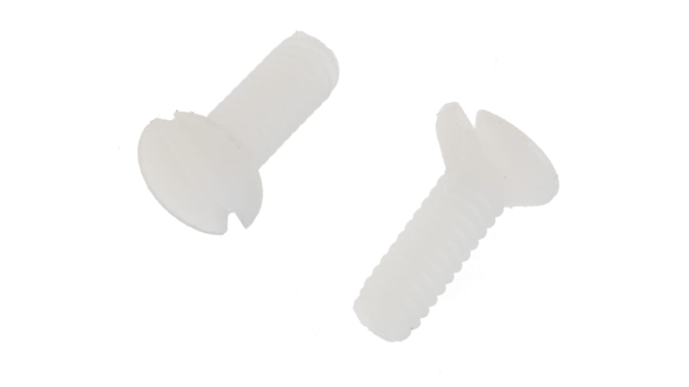 Tornillo de cabeza avellanada con huella ranurada RS PRO M2 x 6mm, paso de rosca 0.4mm, de Nylon