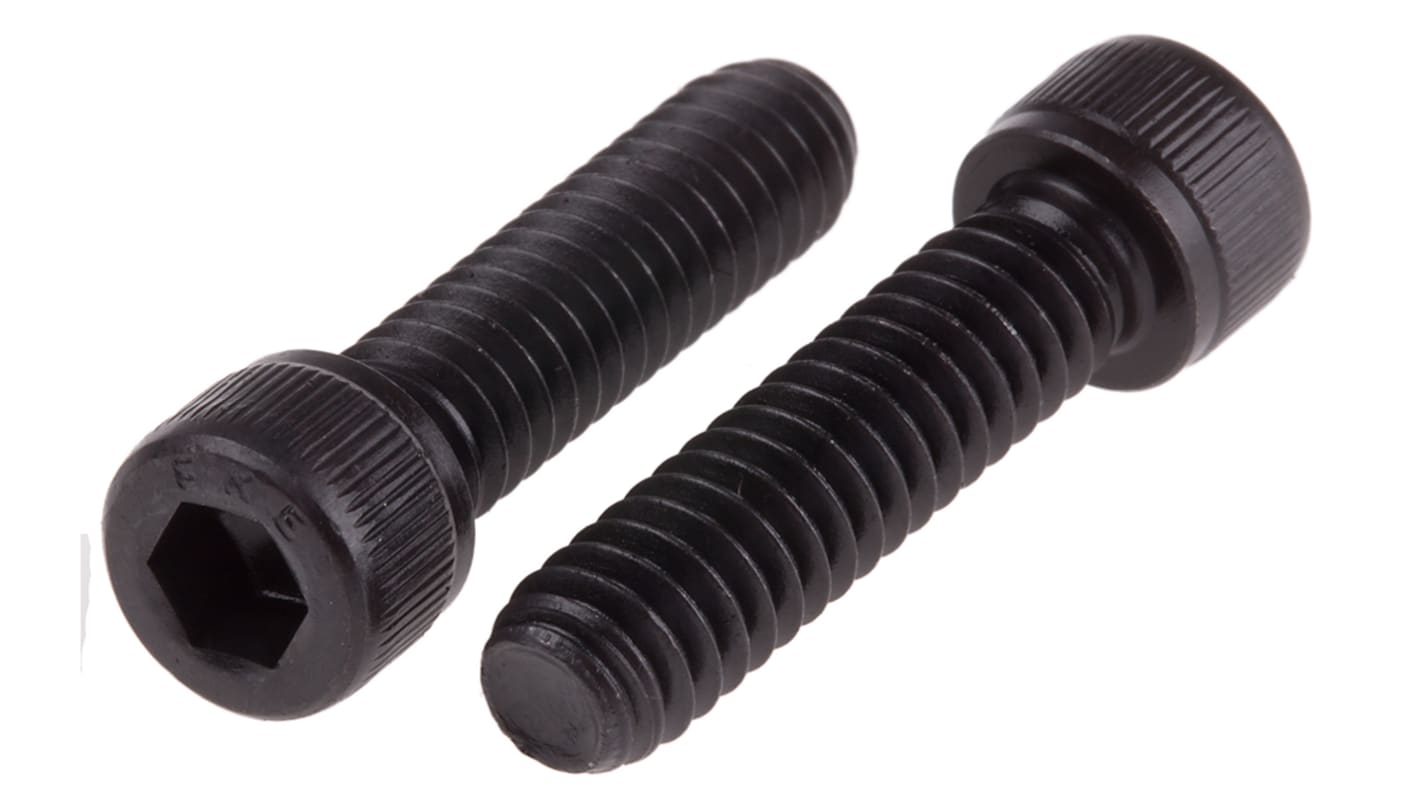 RS PRO Black, Self-Colour Steel Hex Socket Cap Screw, BS 2470, 1/4in x 1in