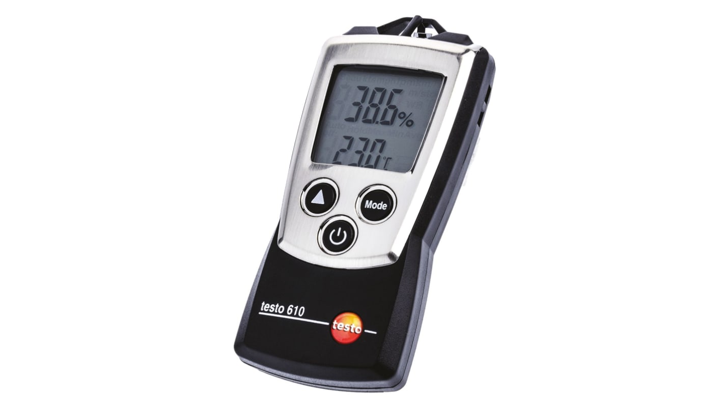 Testo 610 Hygrometer, ±2.5 %RH Accuracy, +50°C Max, 100%RH Max, UKAS Calibration