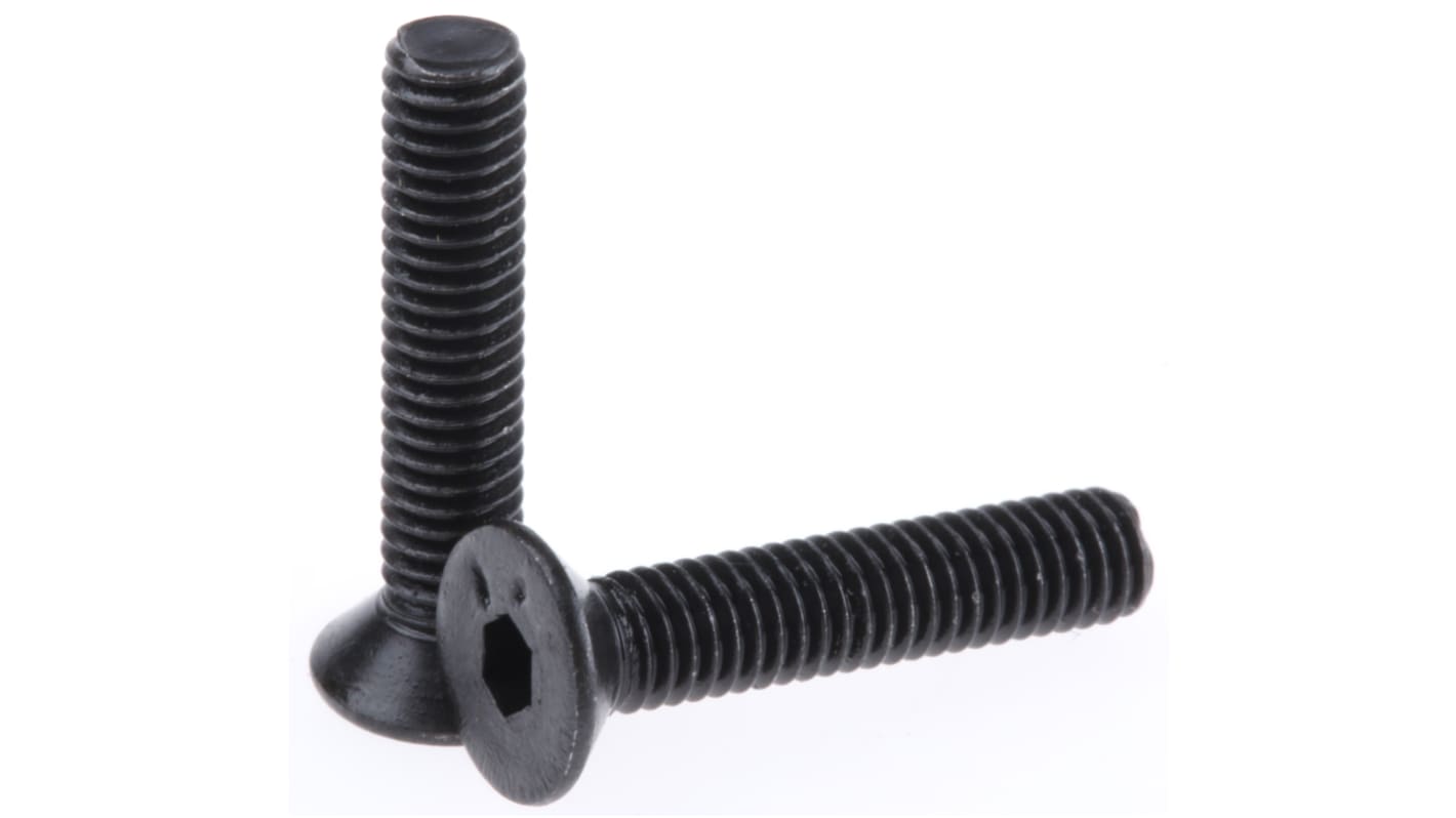 RS PRO M4 x 20mm Hex Socket Countersunk Screw Black, Self-Colour Steel