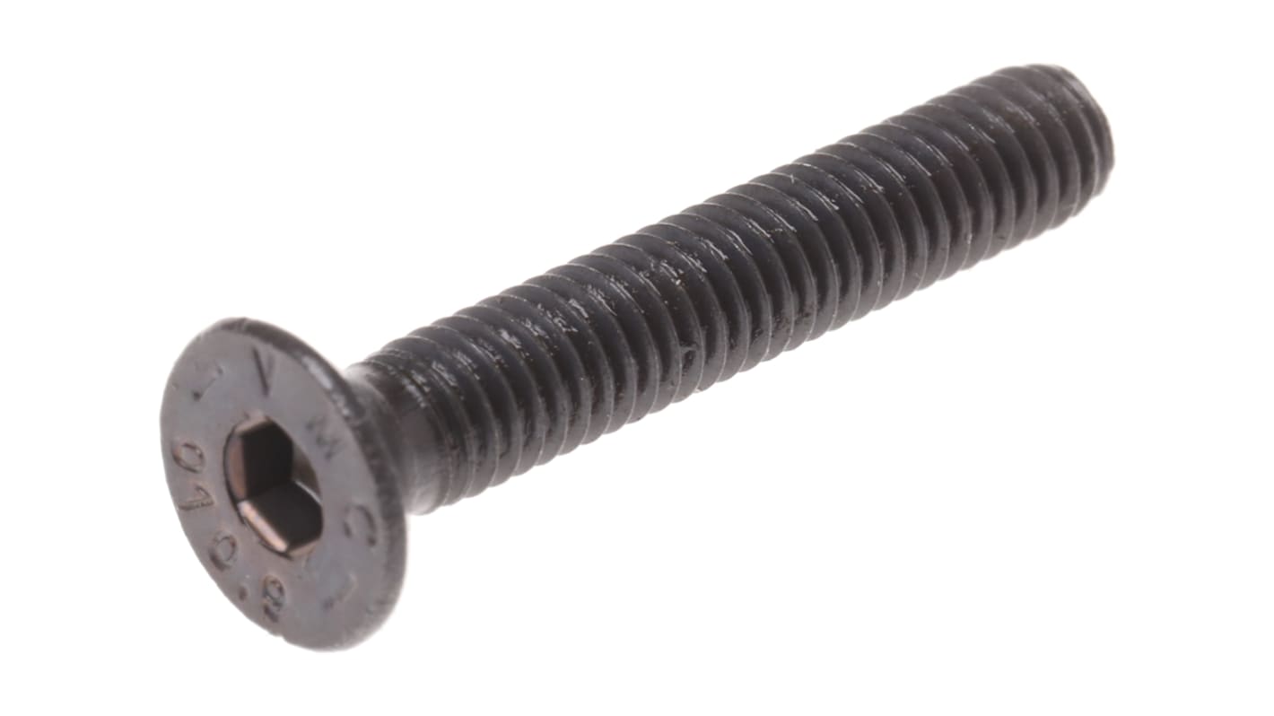 RS PRO M4 x 25mm Hex Socket Countersunk Screw Black, Self-Colour Steel