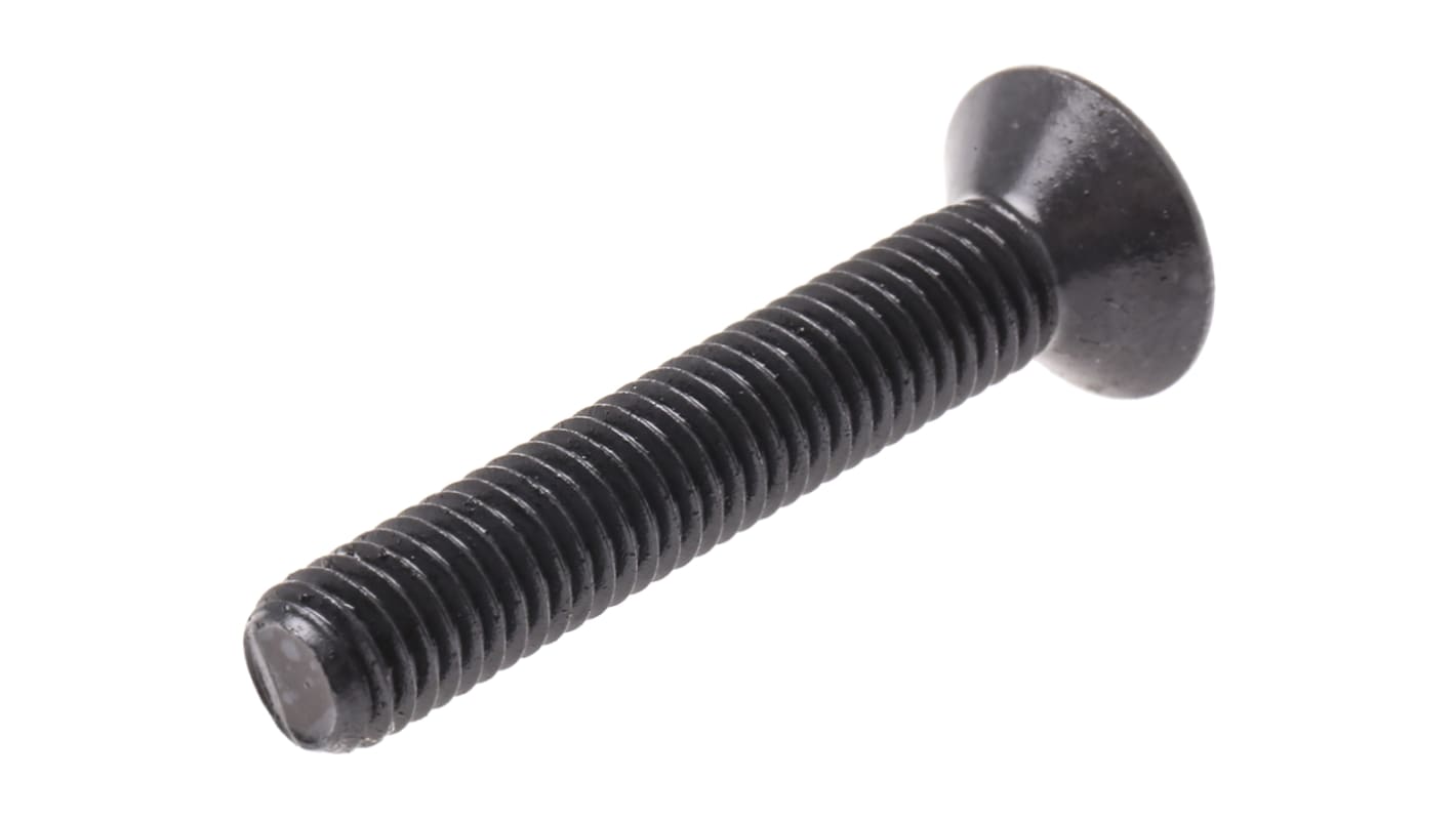 RS PRO M5 x 30mm Hex Socket Countersunk Screw Black, Self-Colour Steel