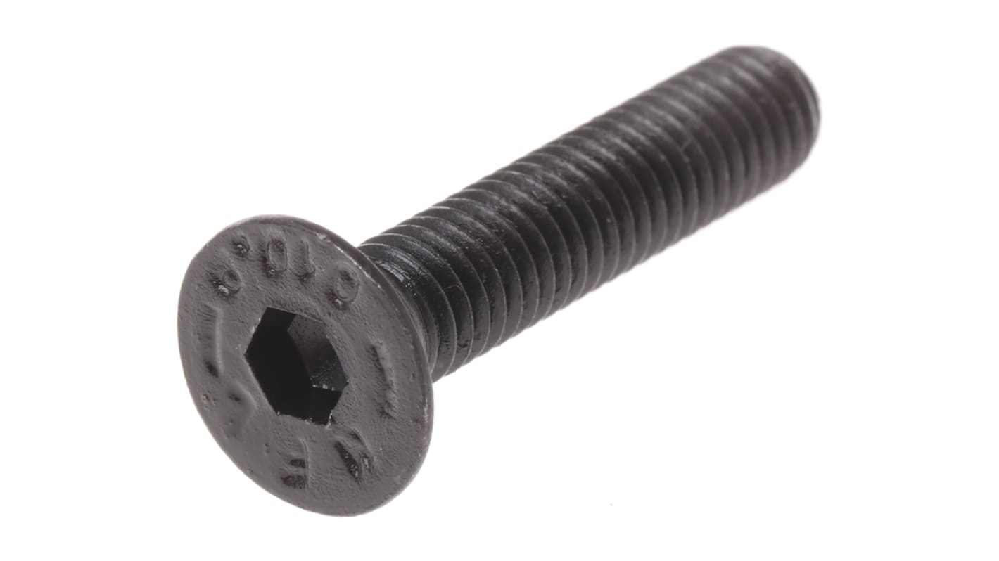 RS PRO M6 x 30mm Hex Socket Countersunk Screw Black, Self-Colour Steel