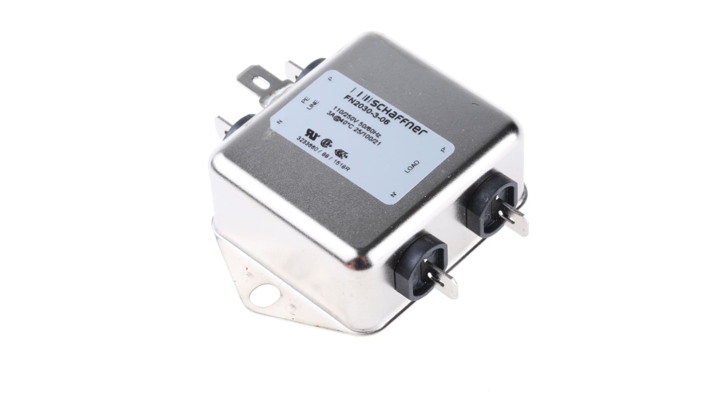FN2030306 Schaffner, FN2030 3A 250 V ac/dc 400Hz, Chassis Mount EMI
