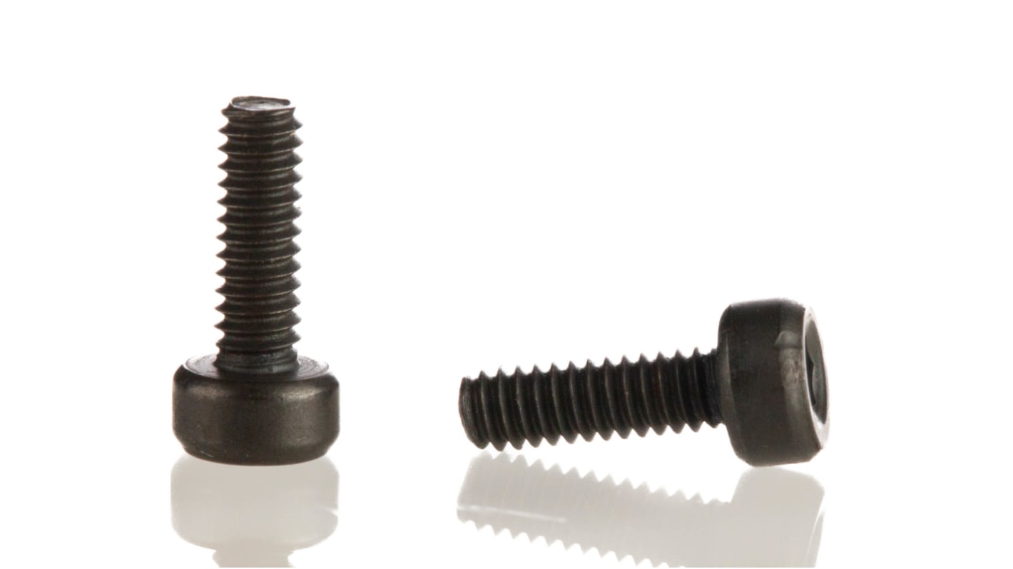 RS PRO Black, Self-Colour Steel Hex Socket Cap Screw, DIN 912, M2 x 6mm