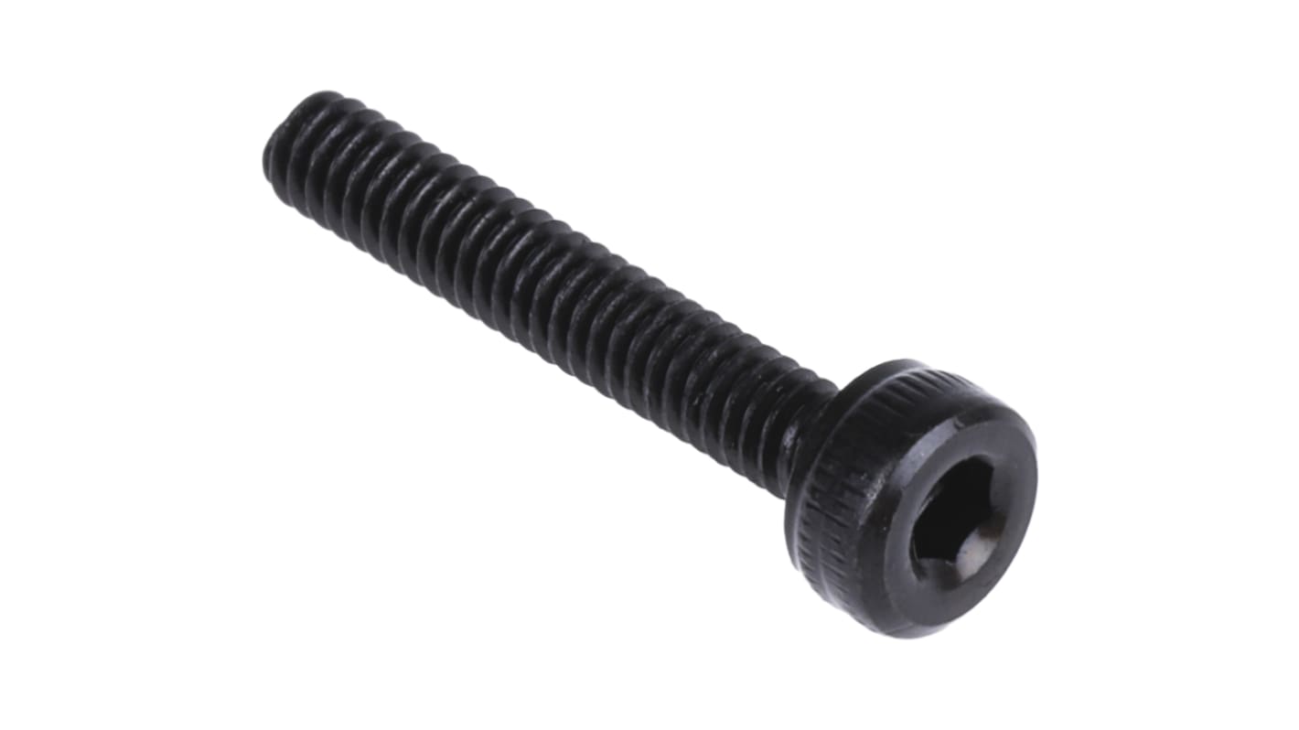 RS PRO Black, Self-Colour Steel Hex Socket Cap Screw, DIN 912, M2 x 12mm