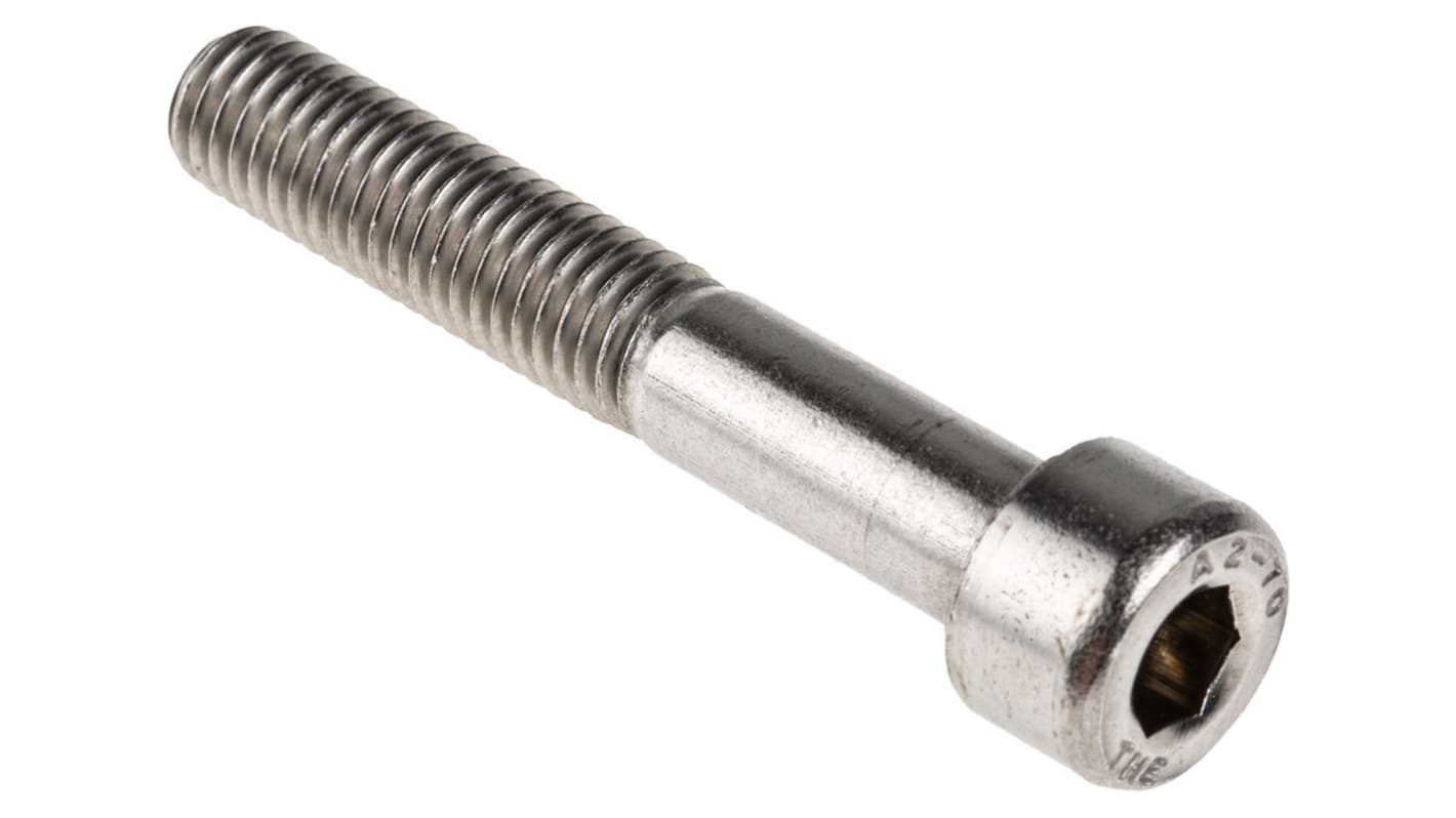 RS PRO M8 x 50mm Hex Socket Cap Screw Plain Stainless Steel