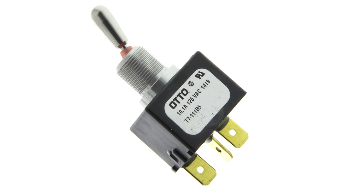 Otto Toggle Switch, Panel Mount, On-On, SPDT, Tab Terminal