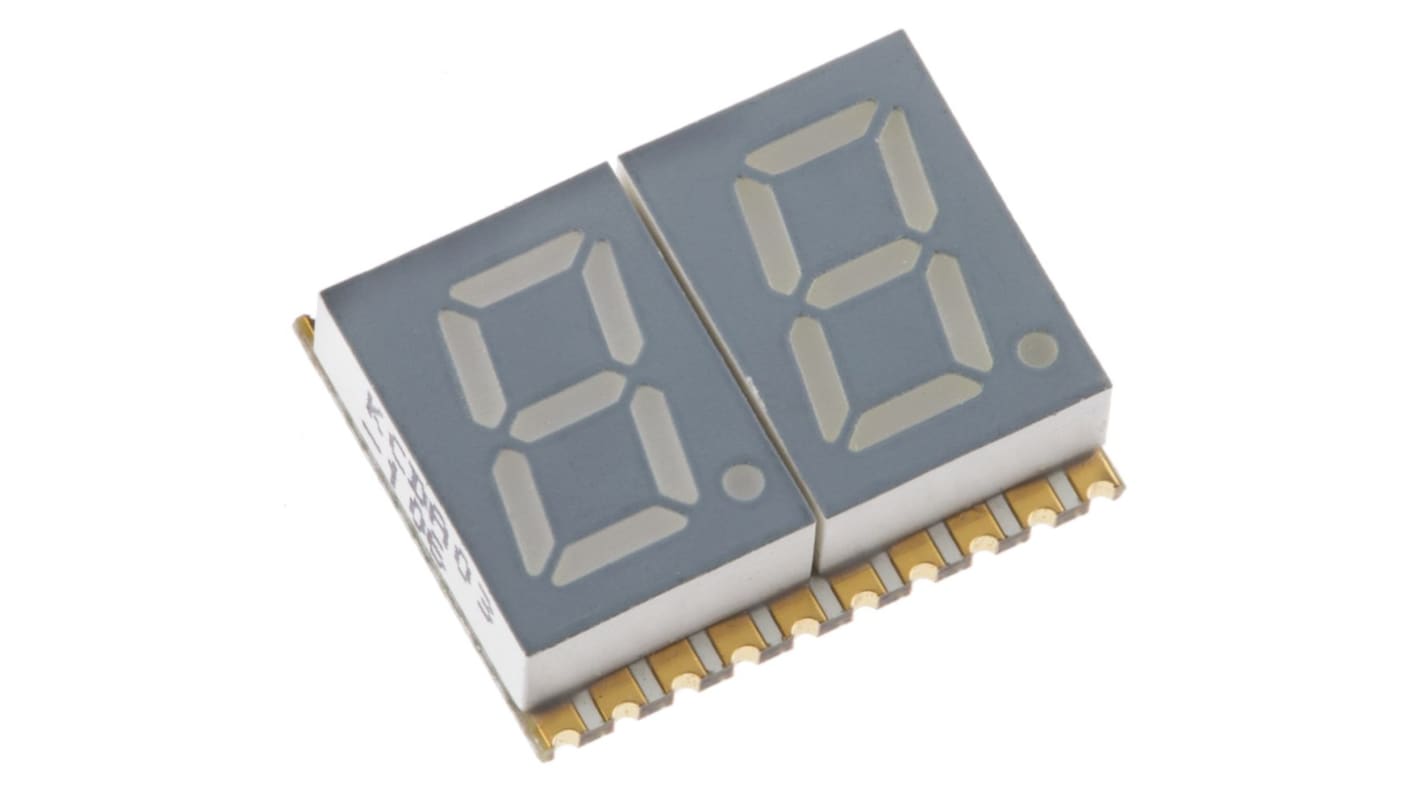 KCDA03-106 Kingbright 2 Digit 7-Segment LED Display, CA Orange 46 mcd RH DP 7.6mm