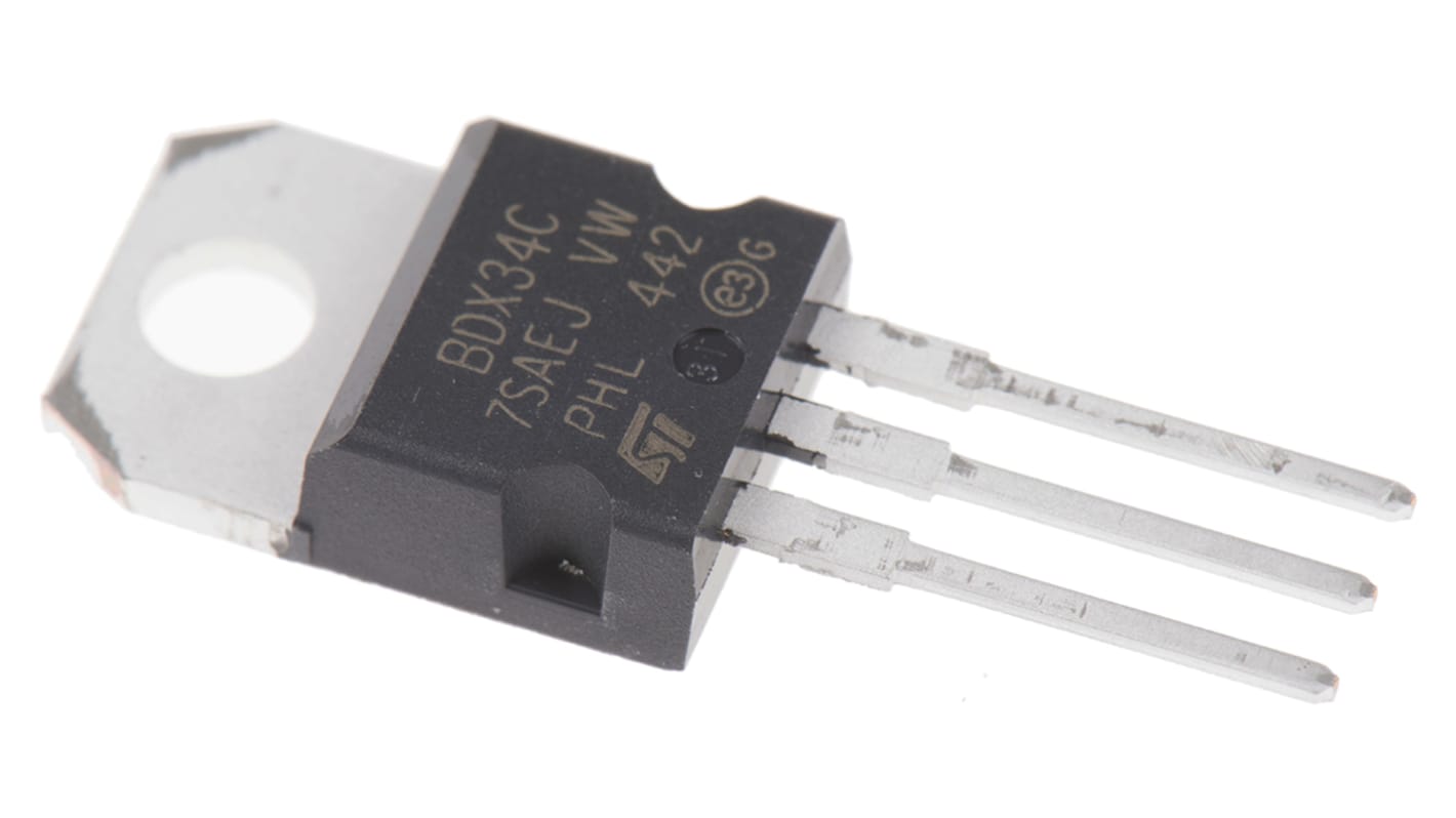 Par Darlington, BDX34C, PNP 10 A, 100 V, HFE:750, TO-220, 3 pines Simple