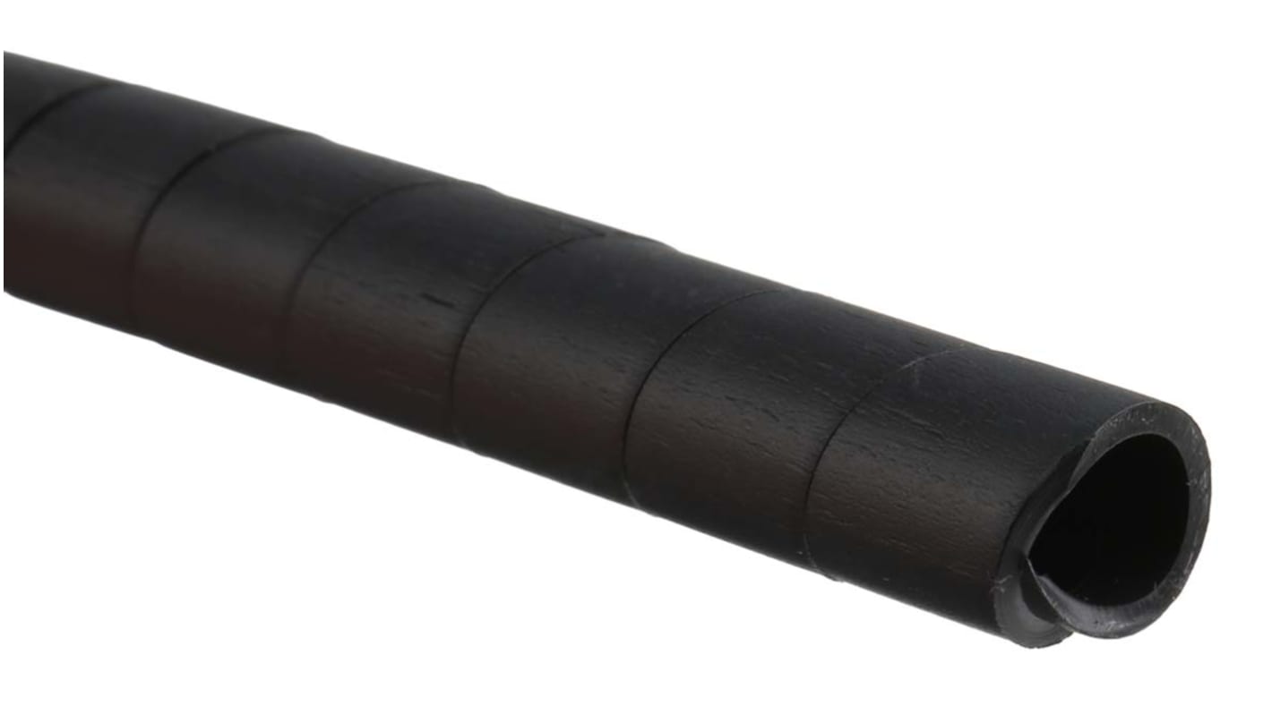 HellermannTyton SBPEFR Spiral-Kabelschutzschlauch PE Schwarz, für Kabel-Ø 9mm bis 100mm, Länge 30m Selbstverlöschend