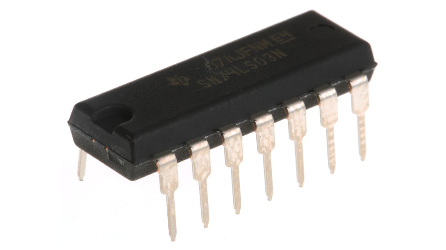 Texas Instruments SN74LS03N, Quad 2-Input NAND Logic Gate, 14-Pin PDIP