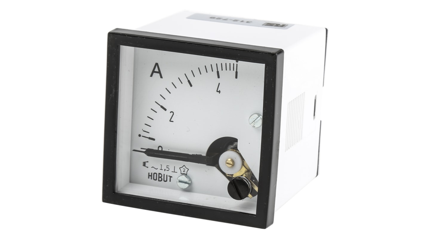 HOBUT D48SD Analogue Panel Ammeter 0/5A AC, 48mm x 48mm Moving Iron