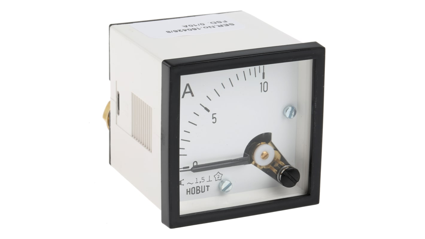 HOBUT D48SD Analogue Panel Ammeter 0/10A Direct Connected AC, 48mm x 48mm Moving Iron