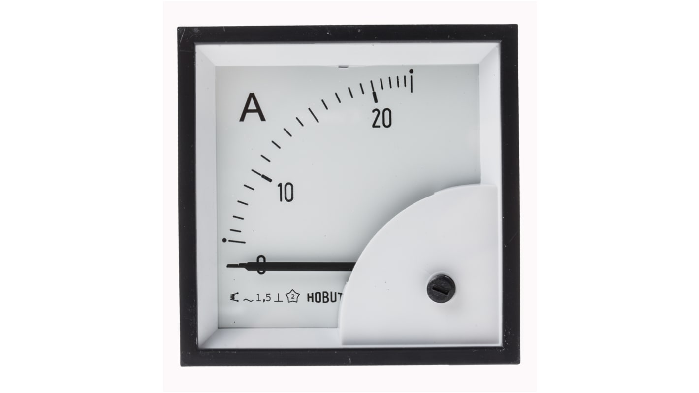 HOBUT D72SD Analogue Panel Ammeter 0/25A Direct Connected AC, 72mm x 72mm Moving Iron