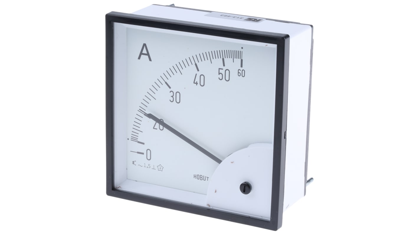 HOBUT D96SD Analogue Panel Ammeter 0/60A Direct Connected AC, 92mm x 92mm Moving Iron