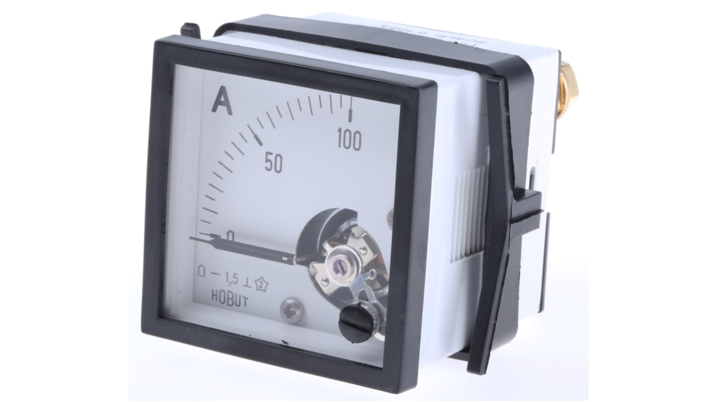 Ampèremètre analogique de panneau V c.c. HOBUT série D48MC, Echelle 0/100A For Shunt 75mV, 48mm x 48mm