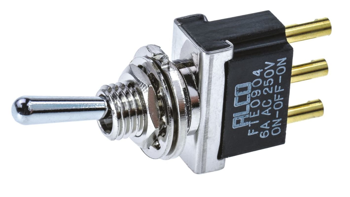 TE Connectivity Toggle Switch, Panel Mount, On-Off-On, SPDT, Solder Terminal, 250V