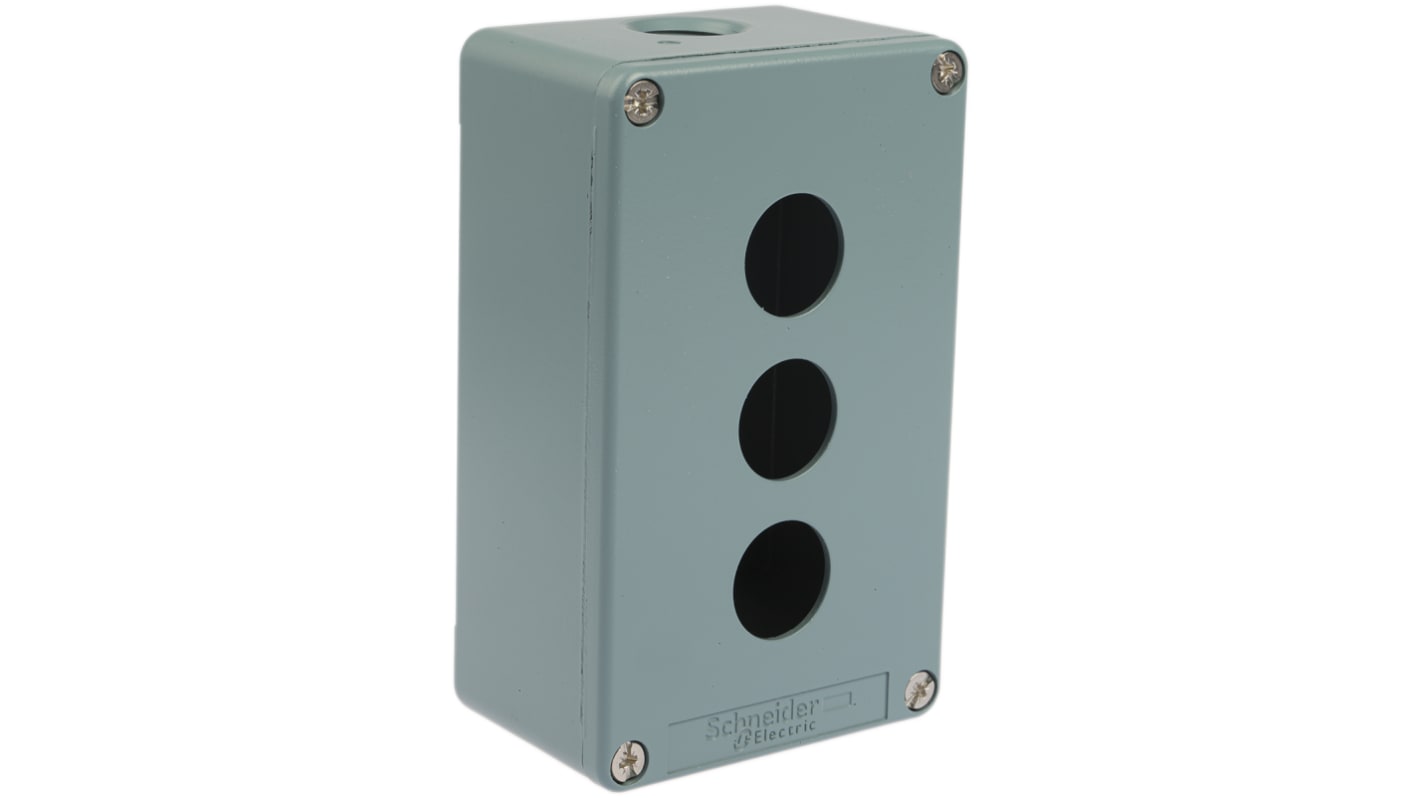 Boîtier de bouton-poussoir Schneider Electric Harmony XAP, 3 découpes, en Métal Bleu, Ø 22mm