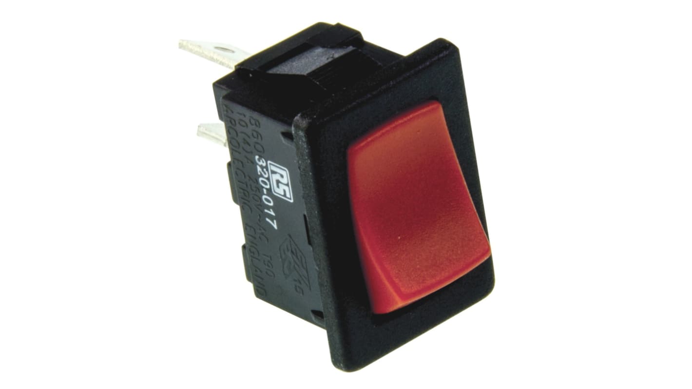 Interruptor de balancín, H8600VBAAT, Contacto SPST, On-Off, 10 A, No, Rojo