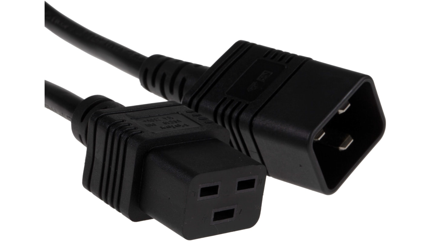 RS PRO Straight IEC C19 Socket to Straight IEC C20 Plug Power Cord, 2m